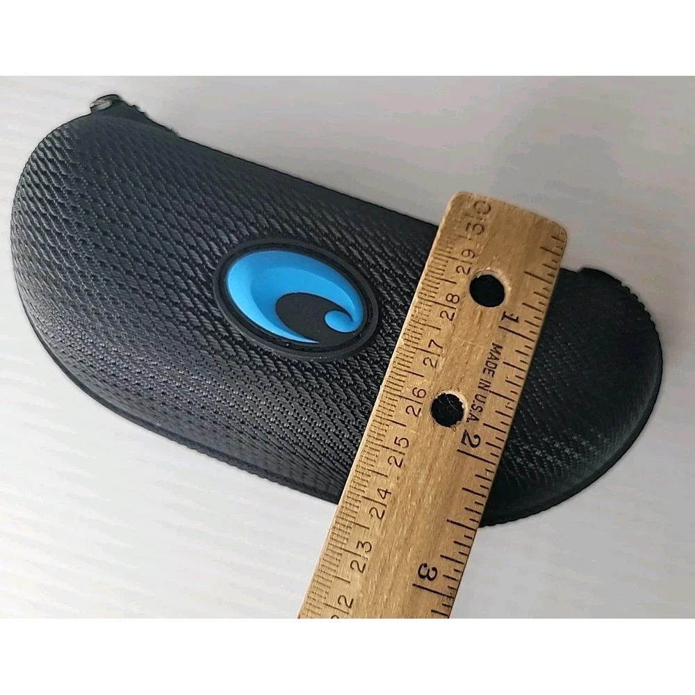 Costa Del Mar Sunglasses Semi‎ Hard Zip Up Clam Shell Case Black w/Blue Logo